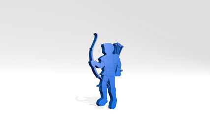 ATHLETIC SPORT ACTIVITY 3D drawing icon on white floor, 3D illustration