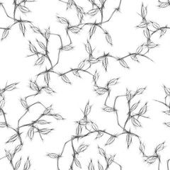 Sketched Leaves Seamless Pattern. Hand Drawn Illustration. 