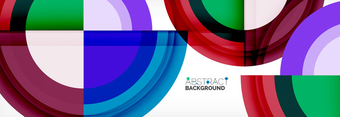 Round shapes, triangles and circles. Modern abstract background