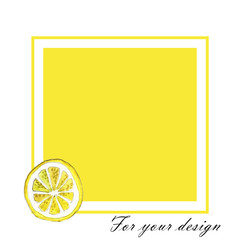 Seamless illustration for your design with lemon isolated on white background with yellow square