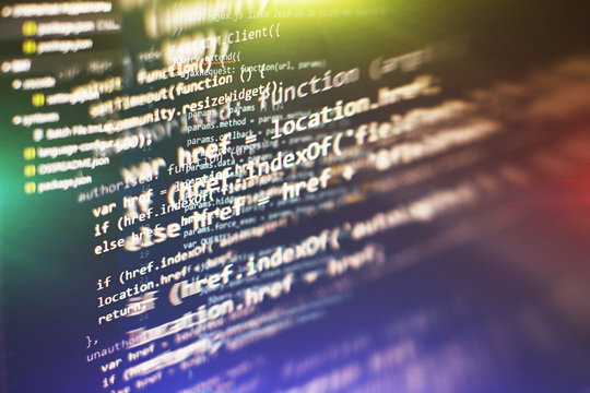 Server logs analysis. Closeup developing programming and coding technologies. Developer working on web sites codes in office.