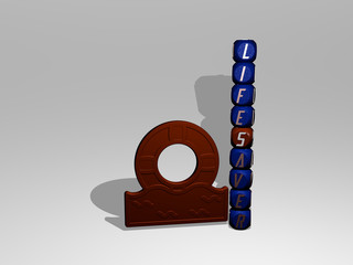 LIFESAVER text beside the 3D icon, 3D illustration