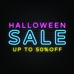 Obraz premium halloween sale neon sign , neon vector
