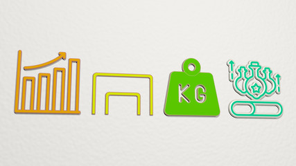 BAR 4 icons set, 3D illustration