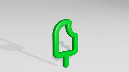 ice cream bite 3D icon casting shadow, 3D illustration