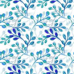 Watercolor Leaves Seamless Pattern. Hand Painted Illustration.