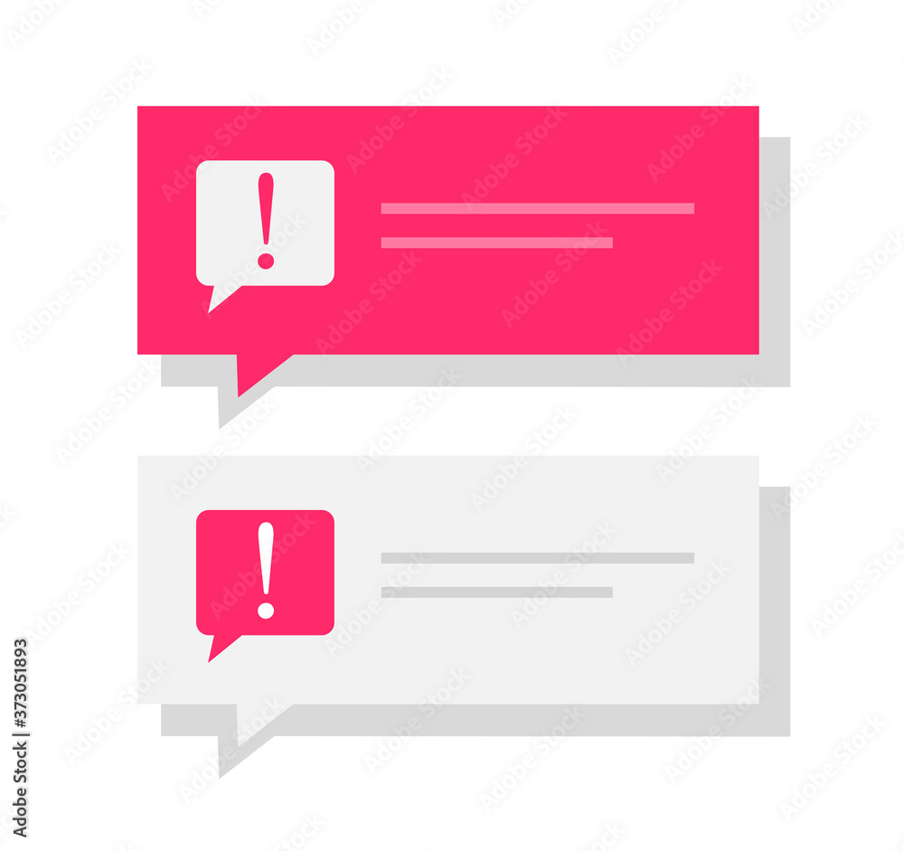 Poster warning notice message push notification vector, caution attention error text comment bubble speech 