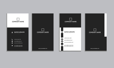 Creative black and white business card template. Corporate Business card, personal business card, double side
