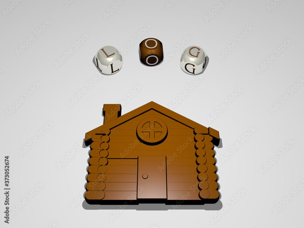 Poster log circular text of separate letters around the 3d icon, 3d illustration