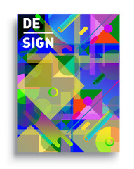 Minimalistic design, creative concept Abstract geometric design, Memphis pattern and colorful background. Applicable for placards, brochures, posters, covers and banners.