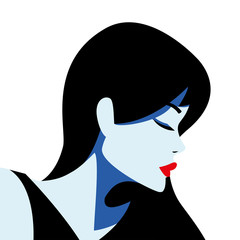 sexy black hair woman in comic style vector design