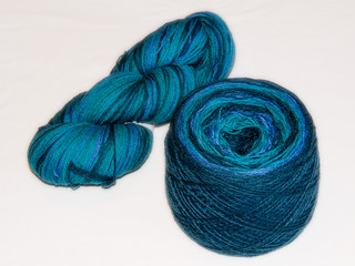 Colored balls of yarn for knitting. Skeins of yarn.