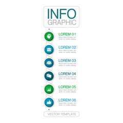 Vector infographic template with 6 steps or options. Data presentation, business concept design for web, brochure, diagram.