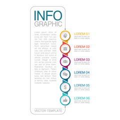 Vector infographic template with 6 steps or options. Data presentation, business concept design for web, brochure, diagram.