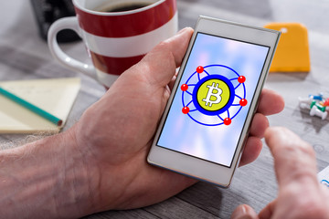 Bitcoin concept on a smartphone