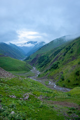 Fototapeta na wymiar Beautiful mountain landscape in Upper Khevsureti, Georgia