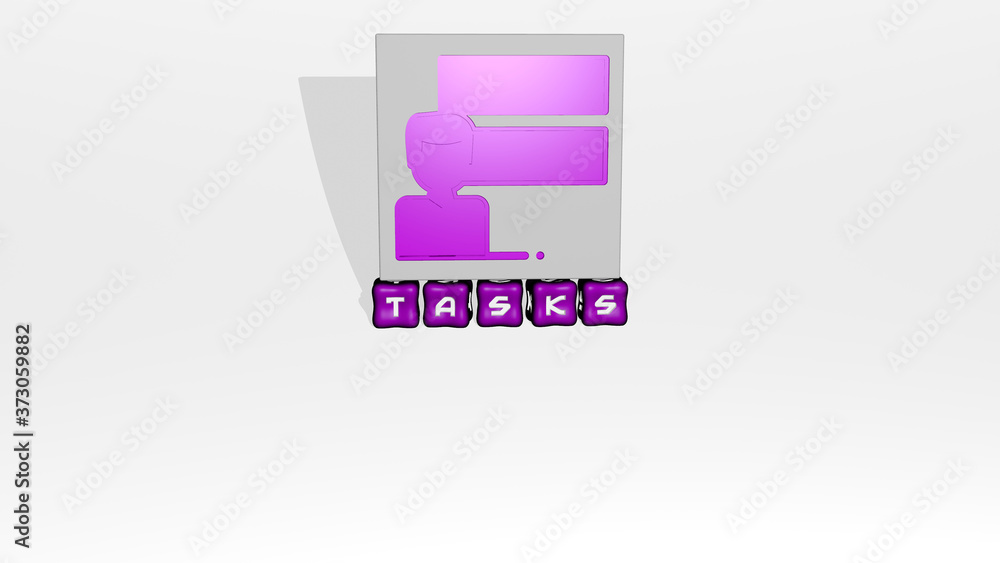 Aufkleber 3d illustration of tasks graphics and text made by metallic dice letters for the related meanings of