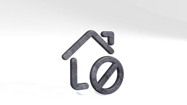 real estate action house disable 3D icon standing on the floor, 3D illustration