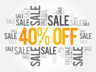 40% OFF Sale word cloud collage, business concept background