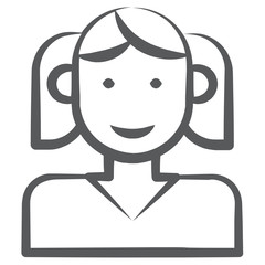 
A cute school girl avatar in line icon 
