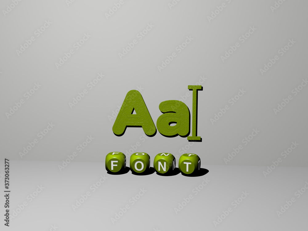 Aufkleber 3d illustration of font graphics and text made by metallic dice letters for the related meanings of 