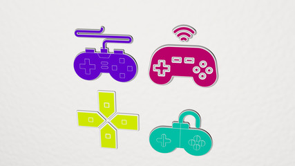 gamepad colorful set of icons, 3D illustration
