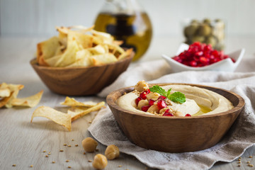 Homemade Hummus with Pomegranate Seeds