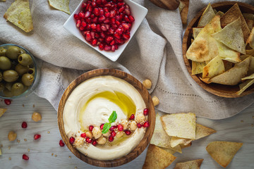 Homemade Hummus with Pomegranate Seeds