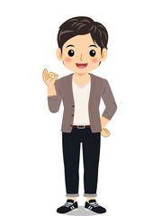 カーディガンを着た男子学生