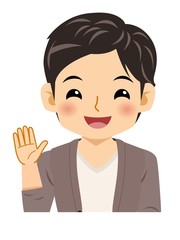 カーディガンを着た男子学生