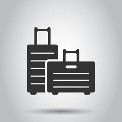 Travel bag icon in flat style. Luggage vector illustration on white isolated background. Baggage business concept.