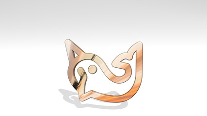 marine mammal dolphin 3D icon standing on the floor, 3D illustration