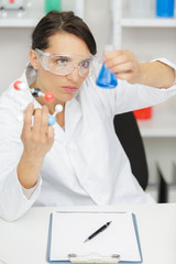 woman working with dna model