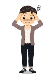 カーディガンを着た男子学生