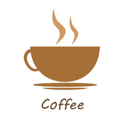 Cup of coffee on white background, coffee icon isolation, coffee logo. Decoration for cafes, coffee houses. Vector illustration.