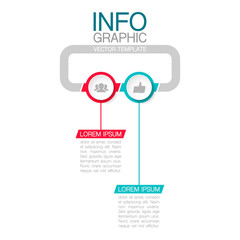 Vector infographic template with 2 steps or options. Data presentation, business concept design for web, brochure, diagram.