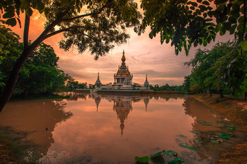 The background of an important tourist attraction in Khon Kaen Province (Wat Thung Setthi) is a...
