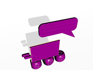 sms cubic letters with 3D icon on the top, 3D illustration