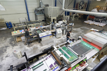 aerial view of an industrial printing company