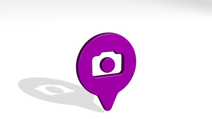 Obraz premium style one pin photography 3D icon casting shadow, 3D illustration