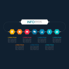 Vector infographic template with 7 steps or options. Data presentation, business concept design for web, brochure, diagram.