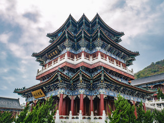 Chinese Buddhist Temple Building in Tianmen mountain  Temple on Tianmen mountain national park at zhangjiajie city China.Landmark of Hunan zhangjiajie