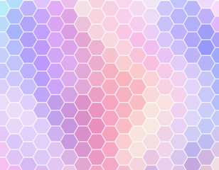 Hexagon mosaic background, abstract purple blue honeycomb icy vector design.