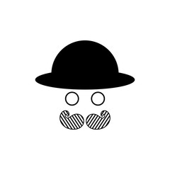 Black Mustache and Hat on a white background. Vintage style. Silhouette of a man. Vector illustration for web design or print.