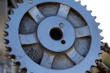 Metal steel gear. Detail for mechanism