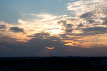 Summer sunset in the steppe. Russia