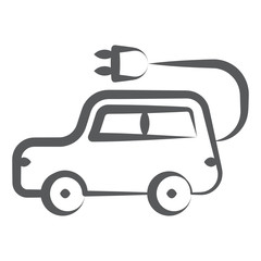 
Vehicle attached to a plug depicting electric car icon
