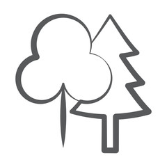 Nature line vector, forest in editable style 