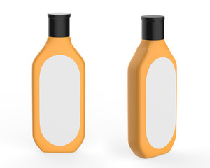 plastic Shampoo Bottle With Flip-Top Lid. Mock Up Template For Your Design. 3d illustration.