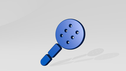 kitchenware strainer 3D icon casting shadow, 3D illustration